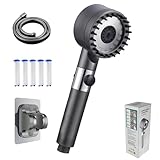 Multifunktionaler Duschkopf für Massage und Hautpflege, Detroland Duschkopf, Duschkopf mit Filter Hochdruck Handbrause mit 1,5/2 m Schlauch und Halterung (1 Pcs + 1,5 m Edelstahlschlauch)