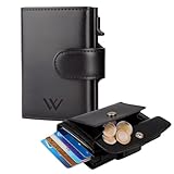 Wallify Wall•E Business Slim Wallet mit Münzfach aus Leder - RFID-geschützt - 8 Karten - Banknoten - Kartenetui mit Münzfach - Cardholder