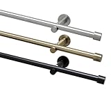 Garduna 100cm Gardinenstange Ø 16mm 'Cap' modern, 1-lauf, # edelstahl-optik # / messing-antik/schwarz (ohne Ringe)