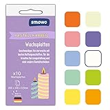 Smowo® 10 Pastell Wachsplatten 20 x 10cm zum gestalten, dekorieren und verzieren von Kerzen - Verzierwachs zum Basteln - Kerzenplatten Wachs Platten