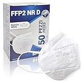 SIBILLA 50 Stück FFP2-Masken NR D Weiße Made in Italy und CE 0465-zertifiziert von einem italienischen Gremium, 5-lagig Mundschutz FFP2 in versiegelten Einzelpackungen