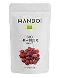 Mandoi Bio Himbeere 100g, ganze Himbeeren gefriergetrocknet, ohne Zusätze oder Farbstoffe, 100% Frucht Snack,