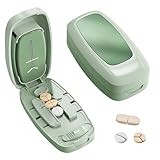 Tablettenteiler für Mehrfachpillen, Automatisch Verstellbarer Tablettenschneider für Ausrichtung Pillen, Tragbar Pillenteiler für Reise, Tabletten Teiler Mühelos In 1/2, 1/3, 1/4 Schneiden (Grün)