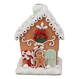Cyrank Mini-Dorf-Lebkuchen-Dekorationsset, Weiße Lebkuchen-Zuckerguss-Häuser aus Tonteig-Harz, Lebkuchen-Süßigkeitenhäuser aus Tonteig-Harz, Weihnachts-Lebkuchenhaus-Set Für Erwachsene