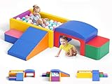 MINENICE Schaumstoff Bausteine Kinder Softbausteine Klettern Riesenbausteine Motorik Großbausteine Kinder Montessori Spielzeug, Waschbare Hülle für Indoor-Spaß, Baby Soft Playset (Bällebad, Farbe)
