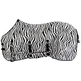 Marengos - Fliegendecke Zebra – feinmaschige Pferdedecke mit Bauch- & Schweiflatz – Schutz vor Insekten – mit Gehfalte & doppeltem Frontverschluss – Outdoor-Pferdedecke – 145 cm