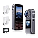 Jadfezy Dual Action cam mit 32G Karte Helmkamera,unterwasserkamera mit Zwei 1350 mAh wiederaufladbare Akkus und Zubehör-Set
