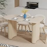 55'' Esstisch Für 4–6 Personen, Großer Rechteckiger Küchentisch, Mid-Century Modern Tisch Für Esszimmer, Küche, Home Office, Apartment, Büro, Weiß,B