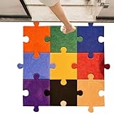 Verbundbodenmatten, 12-teilige Verbindbare 3D Regenbogenfarben Puzzle Filzmatte, Dekorative Bodenfliesen Deko für Schlafzimmer Spielzimmer Kinderzimmer Krabbeldecke Kleinkind Baby Spielbereich