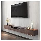 sjdoPulse Wall Mounted Media Console Modern Floating TV Stand Wall Mounted TV Shelf with Drawers,Wood Media Console Entertainment Center Under TV Floating Cabinet Desk Storage Hutc,Walnut,200x30x23cm