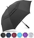 ZOMAKE Regenschirm Sturmfest Groß,XXL Golf Umbrella Stockschirm mit Auf-Zu-Automatik für Herren Damen - Travel Schirm mit Tragegurt(Schwarz)