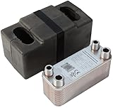 Edelstahl Plattenwärmetauscher + Isolation B3-12-30 mit 2x1/2 & 2x3/4 Zoll Anschl. 65kW Heizung Solar (PWT+Iso)