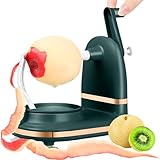 Manueller Apfelschäler mit Handkurbel, Entkerner und Hobel – rutschfeste Griffe mit Saugnapf – Edelstahlklingen – schält, entkernt und schneidet in Sekunden für die Küche zu Hause, schnelle