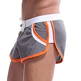 Leinenhose Herren Lang Freizeithose Kurze Hosen Sommer dünne atmungsaktive Herrenhose Militärhose (Grey, L)