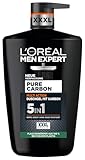 L'Oréal Men Expert XXXL 5in1 Duschgel und Shampoo für Männer, Duschbad zur Reinigung von Körper, Haar und Gesicht, Herren Körperpflege für langanhaltende Frische mit Karbon, Pure Carbon, 1 x 1000 ml
