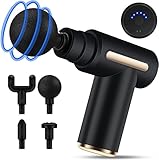 Massagepistole Mini, Uplayteck Muskel Massagegerät Tragbar 35DB Ultra Leise mit 6 Geschwindigkeiten, 4 Massageköpfen, USB C Ladeanschluss Massage Gun Handmassagegerät für Bein Nacken Schulter