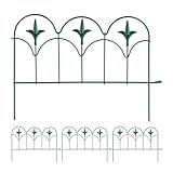 Relaxdays Beeteinfassung, 4er Set, Metall, HxB: je 28 x 38,5 cm, Beetumrandung für Garten, Zierzaun zum Stecken, grün