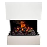 GLOW FIRE Wasserdampf Kamin KÄSTNER (Standkamin) - Elektrokamin mit realistischen LED 3D-Flammen, Knistereffekt & Fernbedienung, 70x89x45 cm - Opti-Myst 600 Elektro Kamin mit Holz-Deko, Weiß