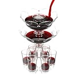 Zcvtbye Party Drink Shot Dispenser with 6 Shot Glasses Set - Acrylic Touchless Liquor Dispenser Decanter for Beverage | Cider | Cocktail - Fun Bar Accessories Home Gifts (V3 LED)