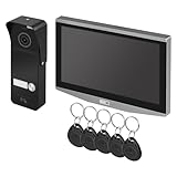 EMOS GoSmart Video-Türsprechanlage mit WiFi und App, wasserdichte Full-HD Kamera (2MP/1080p) mit IR-Nachtsicht und RFID-Chips, Monitor mit 7'' LCD-Farbdisplay, Snapshot, Aufnahme, Türschloss-Steuerung