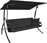Angerer Hollywoodschaukel Elegance Joy – Schaukel zum Sitzen, Liegen & Entspannen, inkl. Bett-Funktion, einfache Montage, Made in Germany, hochwertiger Stoff, Dunkelgrau