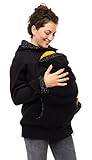 Viva la Mama Schwangerschaftsmode Umstandsjacke Tragepullover warm Jacke für Tragetuch Tragepulli - AHOI schwarz, kleine Punkte - L