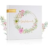 AISIR Gästebuch Hochzeit mit Blumenmuster Innenseiten, Hochzeitsgästebuch für unvergessliche Erinnerungen, 120 Seiten, 21 x 21 cm, Hardcover.