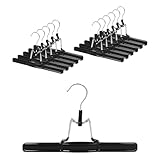 12 x Hosenbügel Klemmbügel schwarz VonBueren | Hosenspanner aus Metall | Kleiderbügel für Hosen | rutschfest | mit drehbarem Haken