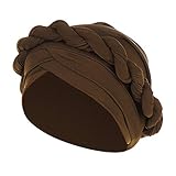 Generisch Schwarze Cap Herren Trucker Mode Frauen Braid Hat Muslim Ruffle Cancer Turban Wrap Cap Anime Cap (Coffee, One Size)