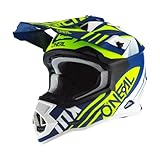 O'NEAL | Motocross-Helm | MX Enduro | ABS-Schale, , Lüftungsöffnungen für optimale Belüftung & Kühlung | 2SRS Helmet Spyde 2.0 | Erwachsene | Blau Weiß Gelb | Größe M