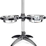 PetTec® Hundenapf erhöht Grosse Hunde [2 x 2,5L, Schwarz] - Futternapf Fressnapf Hund erhöht - Futterstation höhenverstellbar - Erhöhter Futternapf Hund - Dog Bowl - Hundebar - Futterbar Hundenäpfe