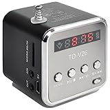 Hipipooo Mini Radio Bluetooth Lautsprecher, Tragbarer FM-Radio, Outdoor Kabelloser Mini Lautsprecher, Music Speaker MP3-Player, Soundstation, USB, Line-In, Micro SD TF (Schwarz
