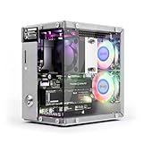 Pironman 5 NVMe M.2 SSD PCIe Mini PC-Gehäuse für Raspberry Pi 5 Hailo-8L AI Beschleuniger mit Tower-Kühler+Doppel-RGB-Lüfter, 0,96'' OLED-Modul, Safe Shutdown, Standard-HDMI, RGB-Effekt