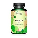 BIO INGWER Kapseln Vegavero® | 650 mg mit hochwertigem Gingerol | 100% Bio-Qualität | Vegan & Ohne Zusätze | 120 Kapseln