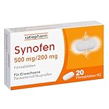 Synofen von ratiopharm: schnell, stark und gut verträglich gegen Schmerzen – mit der Wirkstoffkombination aus Paracetamol und Ibuprofen, 20 Filmtabletten (20)