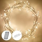 Lights4fun 100er LED Lichterkette warmweiß Lichterkette mit Fernbedienung strombetrieben mit An- und Ausschalter Lichterkette Innen mit Stecker