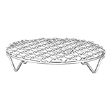 Haushalts-Grillnetz Edelstahl, rund, mit Füßen rund um den Herd, Kochen von Tee, elektrischer Keramik-Grill, Dicker runder Grillrost, 20 cm Dönerspieß Klein (Silver, One Size)