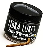 Libra Lures Fatty D`Worm 65mm Forellenköder Supersoft | 10 Stück | Aroma: Knoblauch | Farbe: Coffee Milk | Gummiköder | Forellenköder Neuheiten | Erfolgreicher Forellen Angeln mit dem Fatty