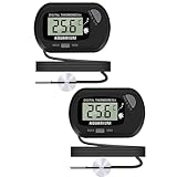 Thlevel Aquarium Thermometer LCD Digitalanzeige mit Saugnapf und Sonde für Reptilien Inkubator Aquarium Gewächshaus 2 Stück