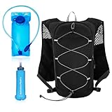 Gewichtsweste, Laufweste Damen Herren mit 2L Trinkrucksack und 500ml Wasserflasche, Laufrucksack mit Brustgurt Einstellbar, Fahrradrucksack Reflektierende, Weighted Vest für Laufen, Ultraleicht 160g