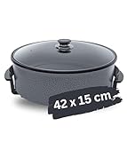 Partypfanne – elektrische Multipfanne mit Antihaftbeschichtung und Thermostat | 7 versch. größen - optimal für Kochen, Braten, Dünsten, Auftauen und Warmhalten (42 x 15cm)