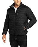 33,000ft Herren Steppjacke Leichte Übergangsjacke in Daunenjacken-Optik Winterjacke für Männer Gefüttert mit Taschen Packbar für Freizeit Wandern Reisen Lightweight Puffer Jacket Schwarz M