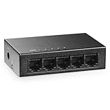 MokerLink 5 Port Gigabit Unmanaged Ethernet Switch, 4 x 100/1000Mbps Ports und 1 Gigabit Uplink, Home Office Netzwerk Hub Splitter, Metall Tisch & Wandmontage Netzwerk Switch