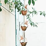 Topadorn 2,5 m Regenketten dekorative Eisen-Dachrinnen-Kette mit 12 Regensammelbecher mit Kolibri-Blütenblatt Eisen Blumenbecher Garten Deko