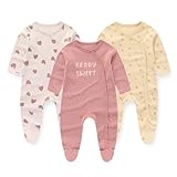 JELYLOVE Baumwolle Langarm Baby Jungen Mädchen Strampler 0-12 Monate Neugeborene Bekleidung 3er-Pack