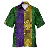 Hawaiihemd Herren - Männliches Frühlings-Sommer-Karnevals-Kurzarm-Hemd mit Regulärem Muster Einreihiges Hemd mit Volldruck (Gold XL)