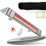 VASNER Teras 25 Terrassenstrahler mit Abdeckhaube – elektrischer Heizstrahler für Wandmontage & Deckenmontage, 2500 Watt, 4 Heizstufen, mit Schutzhülle AirCape, deutsche Markenqualität (Silber)