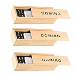 GARIOUANS 3Sätze Schwarze Holz Domino Blöcke Stapelspielzeug aus Holz für Lernspiel für Familienspiele Eleganter Holzkiste zur Aufbewahrung