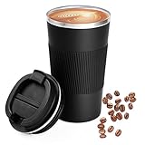 Breteil 17oz/500ml Vakuum Thermobecher Wiederverwendbare kaffeebecher Isolierbecher Edelstahl Kaffeebecher doppelwandig isoliert, auslaufsicher，Kaffee-to-go Becher für Kaffee, Wasser und Tee