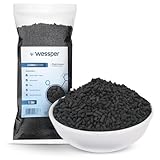 Wessper 1 Liter Aktivkohle Pellets 3 mm mit Hoher Adsorptionsfähigkeit | Kohle für die Filterung in Aquarien oder Teichfiltern | Hochreines Granulat für Luftreinigung, zur Wasseraufbereitung